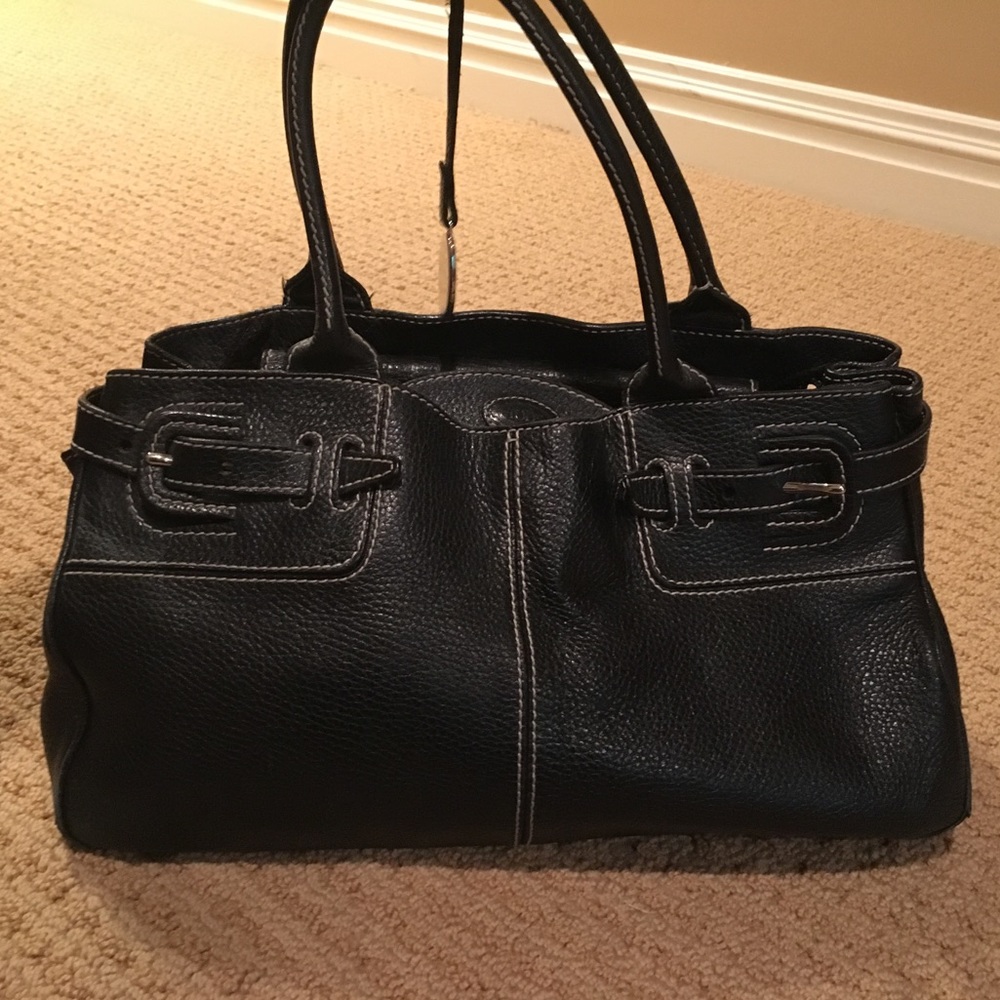 TOD'S black leather satchel handbag.